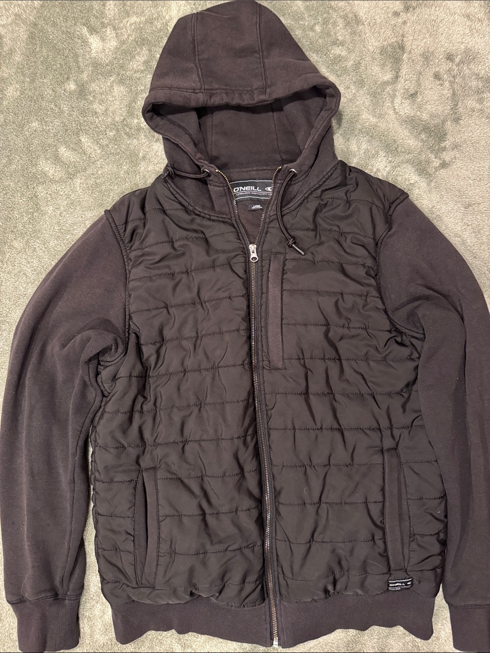 O'Neill Black Quilted Hooded Puffer Sweatshirt